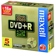 Maxell Lot de 5 DVD+R 4,7 Go
