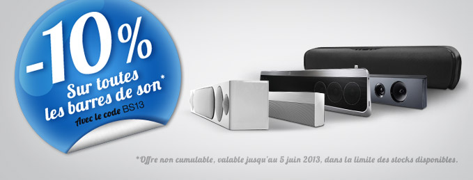 Barres de son : 10% de remise jusqu'au 5 juin