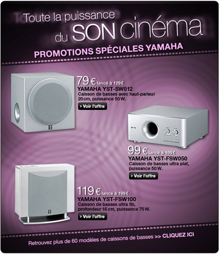 Promotions caissons de basses Yamaha Promotions caissons de basses Yamaha