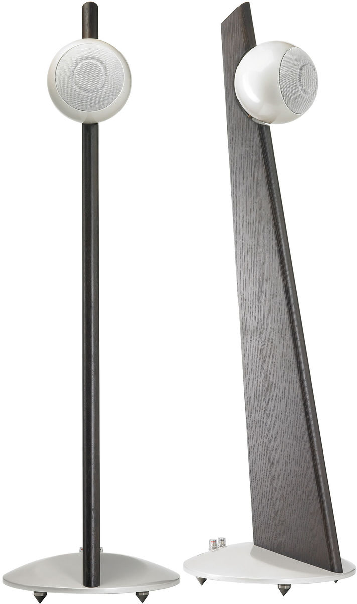 Enceintes colonne Cabasse iO2 Blanc laqué sur pied wengué