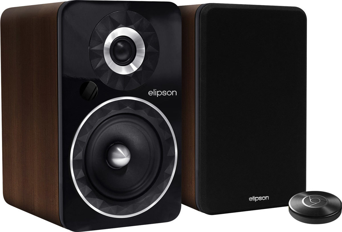 Enceintes connectées hi-fi Elipson Prestige Facet 6B BT Noyer (la paire) + ChromeCast Audio