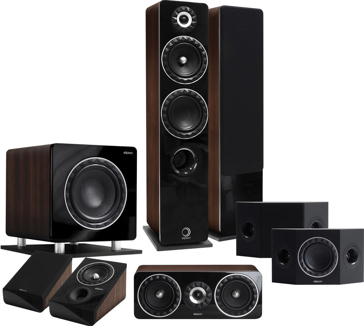 Packs d'enceintes grand spectacle Elipson Prestige Facet HCS 14F 5.1.2 Noyer