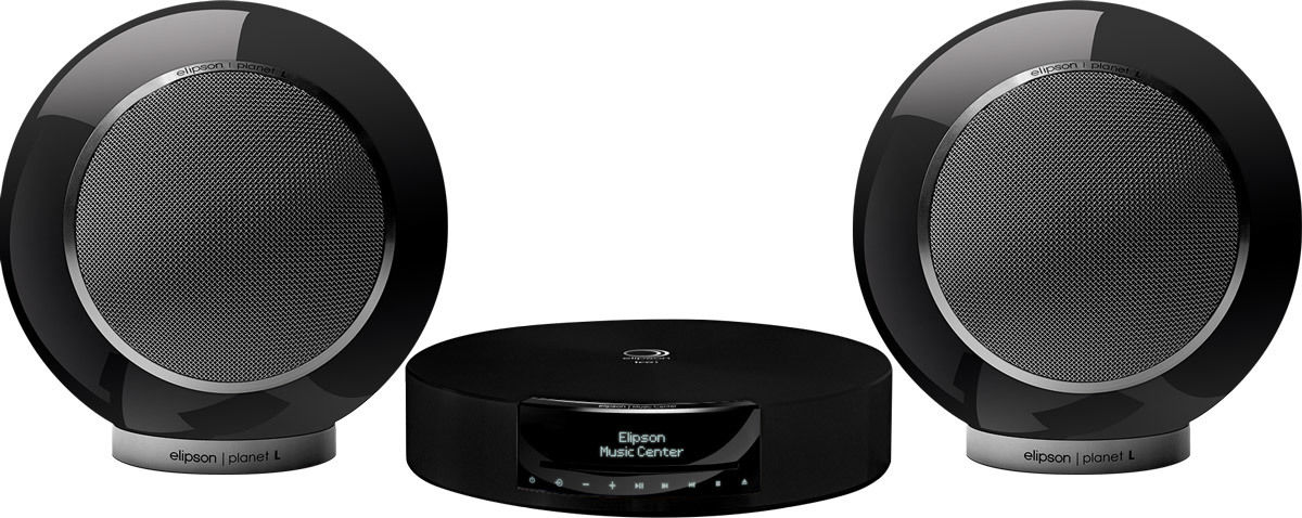 Chaînes composées Elipson Music Center BT HD Noir + Planet L Noir laqué (la paire) + Arran MC (2 x 1