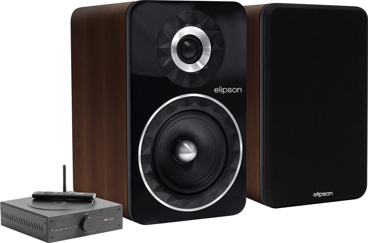 Chaînes composées Elipson Music Center Mini BT + Prestige Facet 6B Noyer (la paire) + Arran MC (2 x 