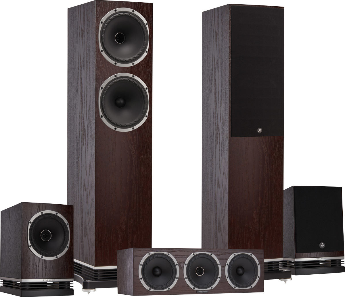 Packs d'enceintes grand spectacle Fyne Audio F502 Chêne Foncé HCM 5.0