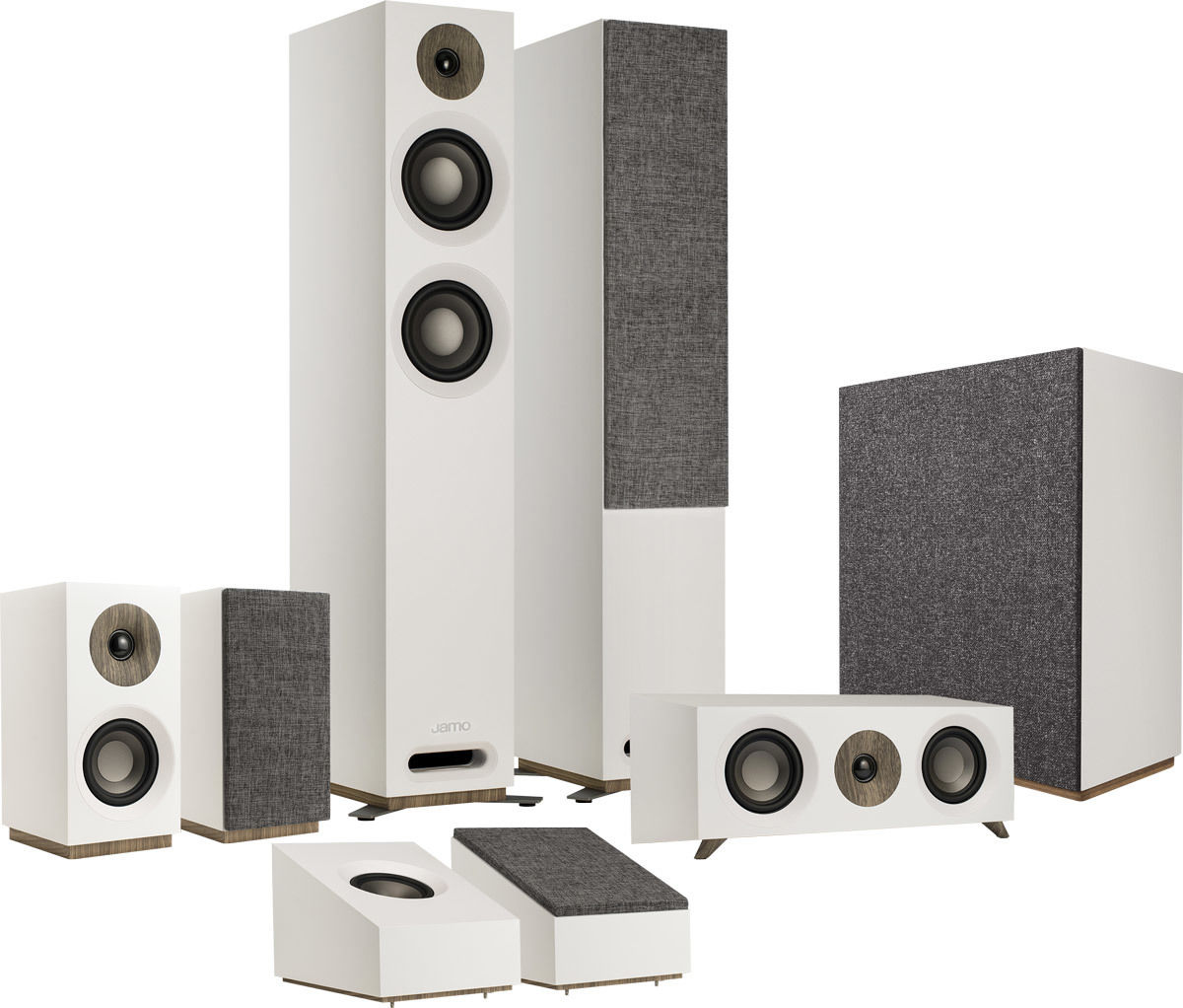 Packs d'enceintes grand spectacle Jamo S807 HCS 5.1.2 Bois blanc