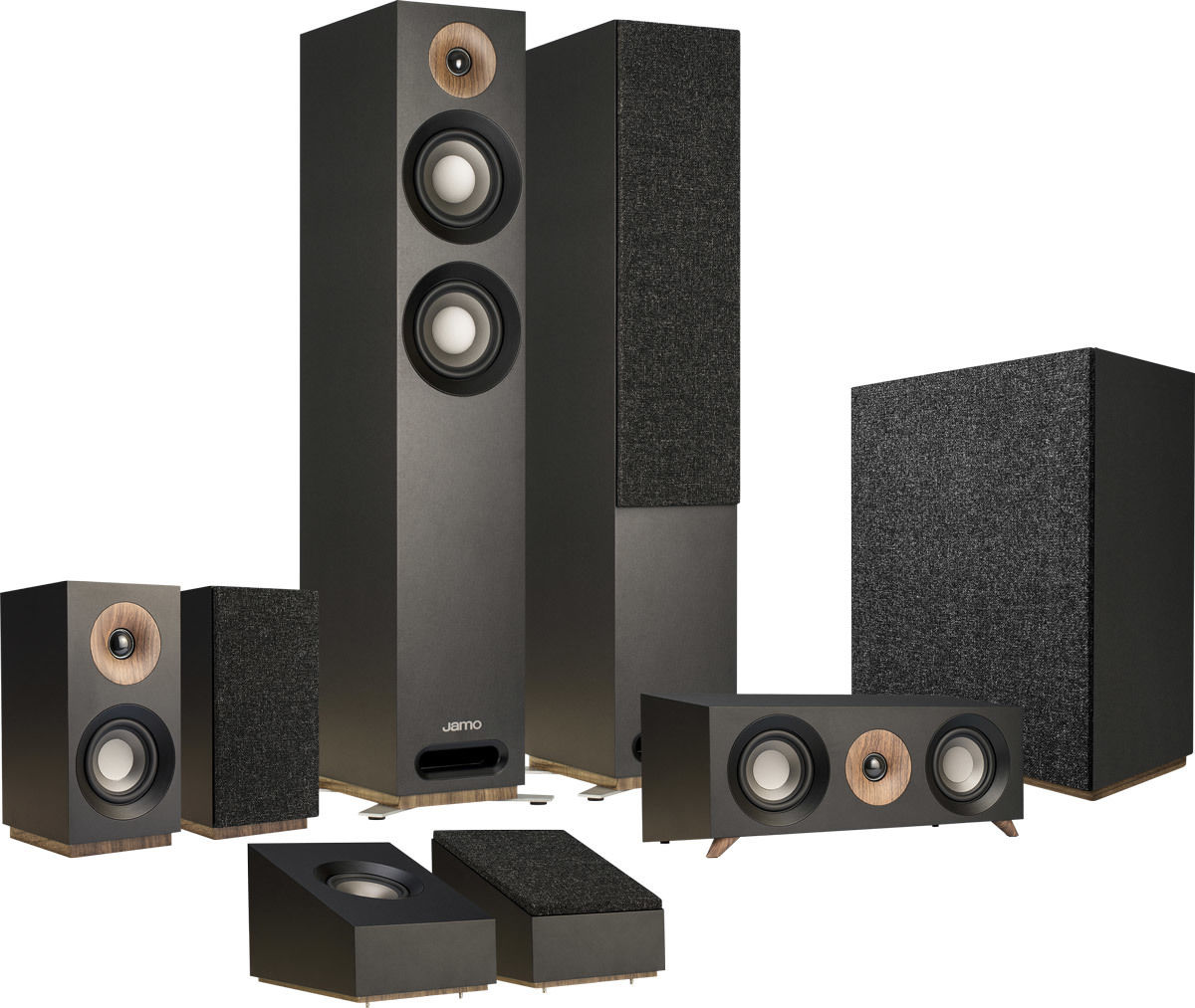Packs d'enceintes grand spectacle Jamo S807 HCS 5.1.2 Bois noir