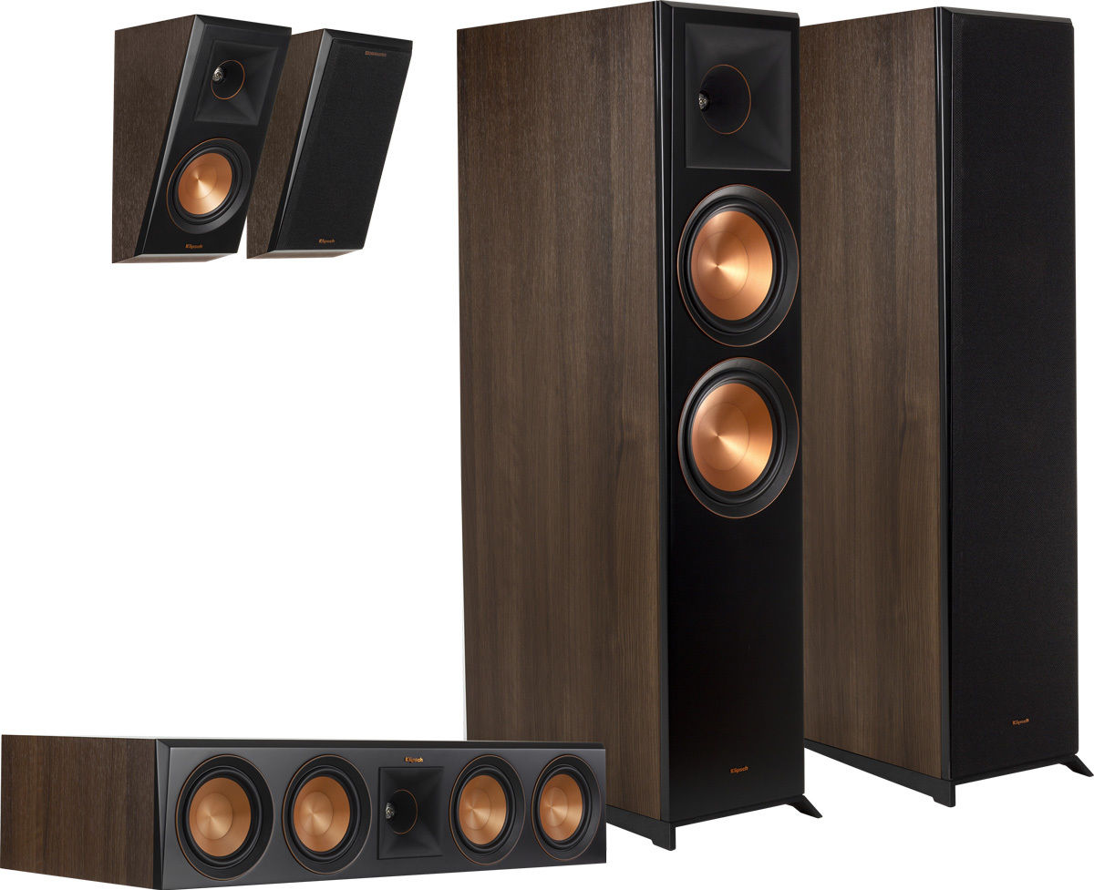 Packs d'enceintes grand spectacle Klipsch RP-8060FA + RP-504C + RP-500SA Noyer