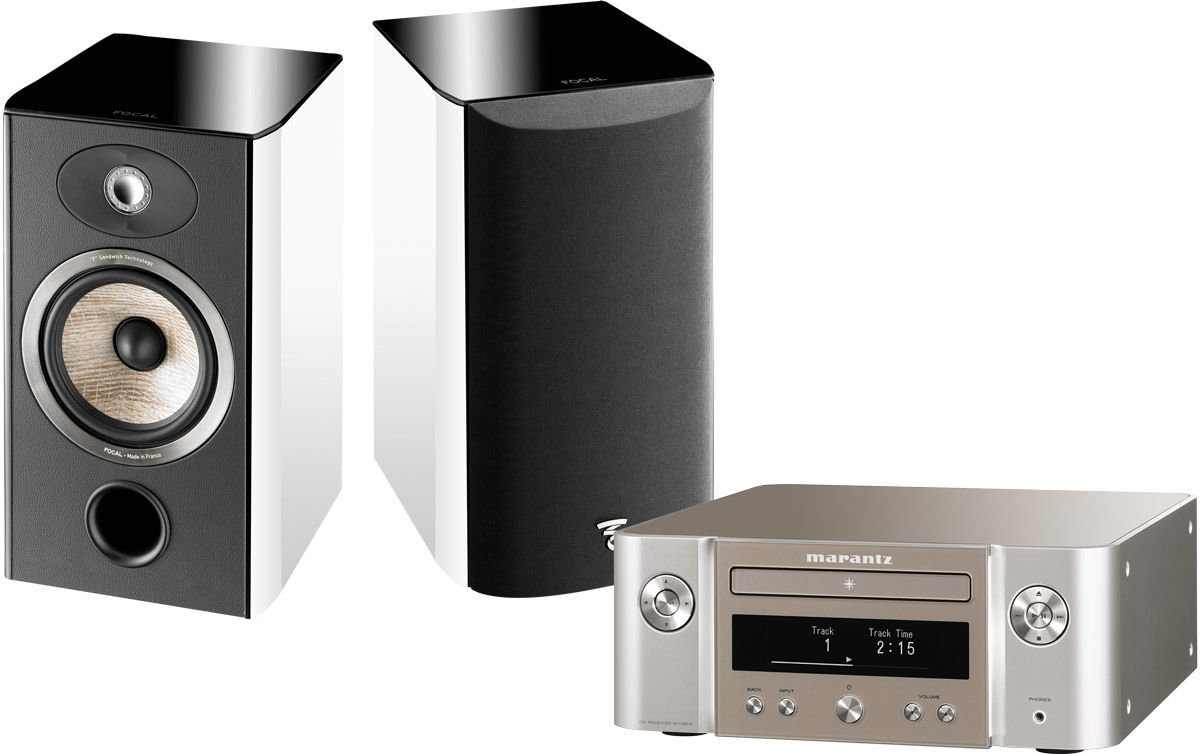 Amplis connectés Marantz Melody X M-CR612 Silver Gold + Aria 906 Blanc laqué