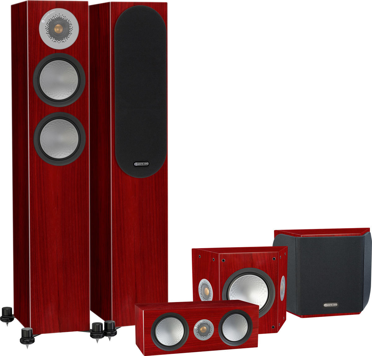 Packs d'enceintes grand spectacle Monitor Audio Silver 200 HC 5.0 Bois de rose