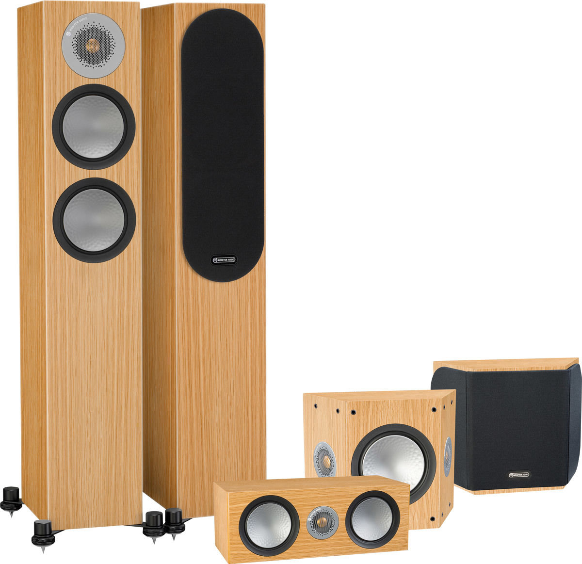 Packs d'enceintes grand spectacle Monitor Audio Silver 200 HC 5.0 Chêne naturel