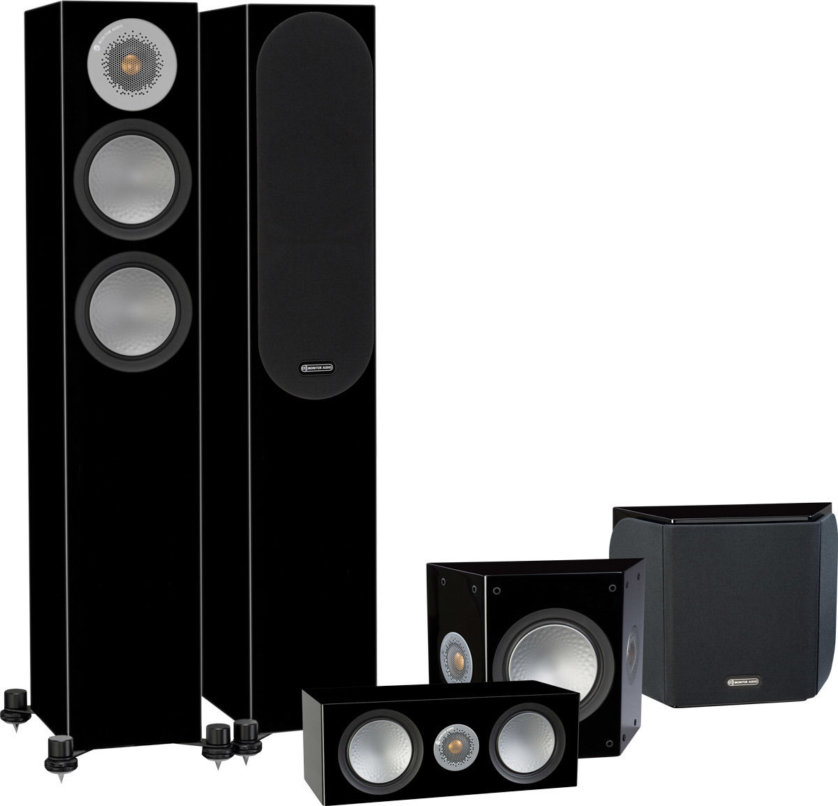 Packs d'enceintes grand spectacle Monitor Audio Silver 200 HC 5.0 Noir laqué