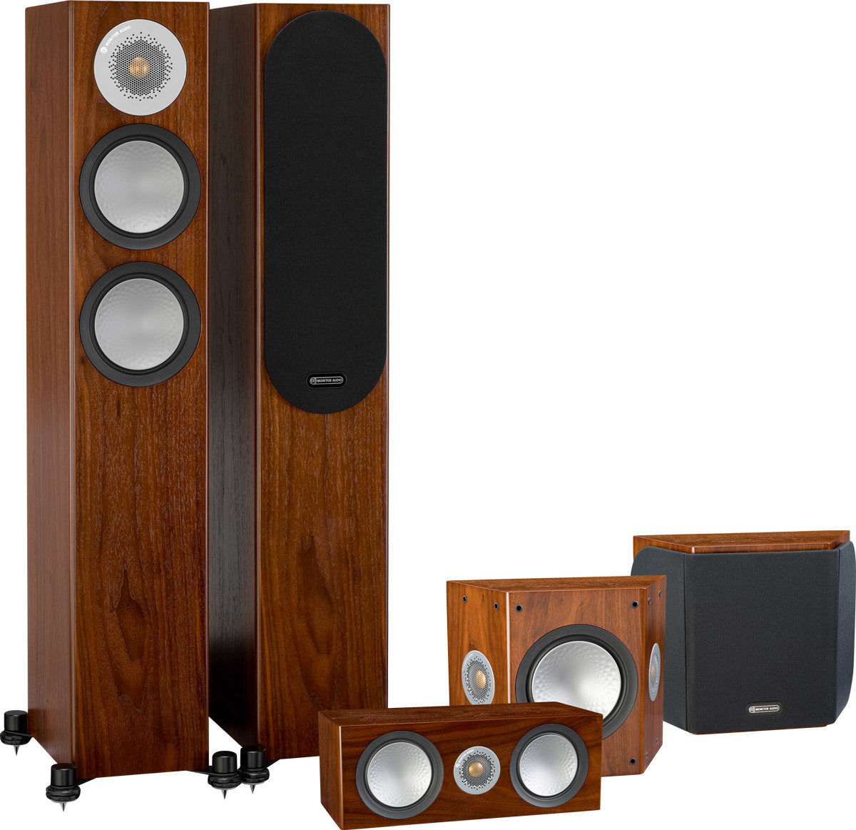 Packs d'enceintes grand spectacle Monitor Audio Silver 200 HC 5.0 Noyer