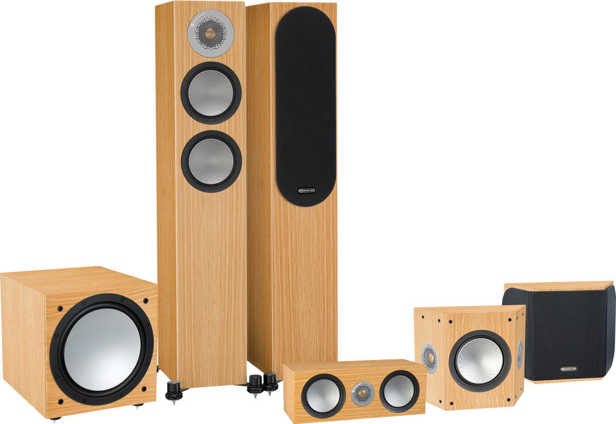 Packs d'enceintes grand spectacle Monitor Audio Silver 200 HC 5.1 Chêne naturel