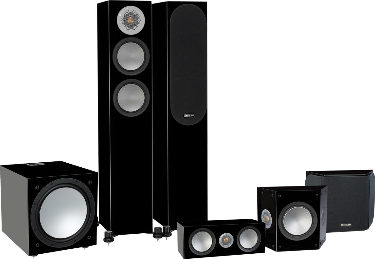 Packs d'enceintes grand spectacle Monitor Audio Silver 200 HC 5.1 Noir laqué