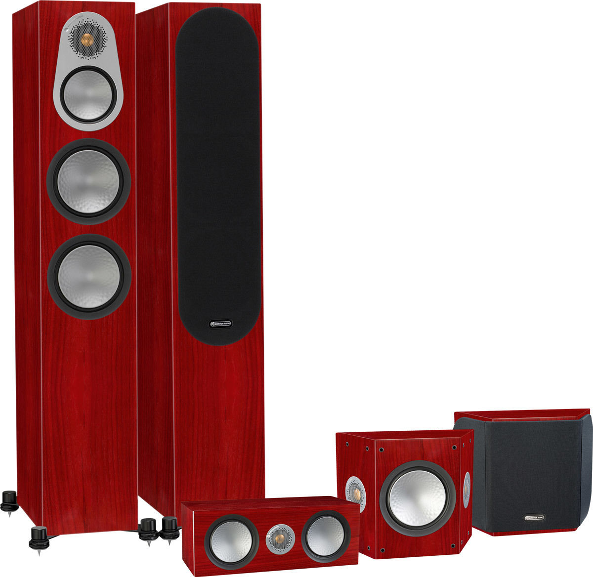 Packs d'enceintes grand spectacle Monitor Audio Silver 300 HC 5.0 Bois de rose