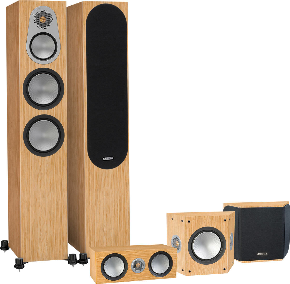 Packs d'enceintes grand spectacle Monitor Audio Silver 300 HC 5.0 Chêne naturel