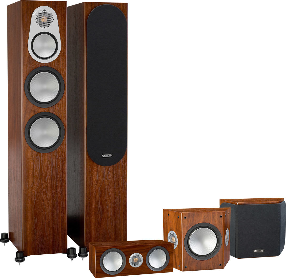 Packs d'enceintes grand spectacle Monitor Audio Silver 300 HC 5.0 Noyer