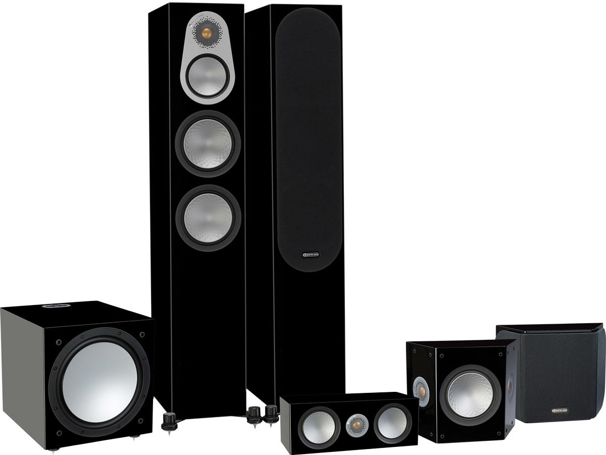 Packs d'enceintes grand spectacle Monitor Audio Silver 300 HC 5.1 Noir laqué