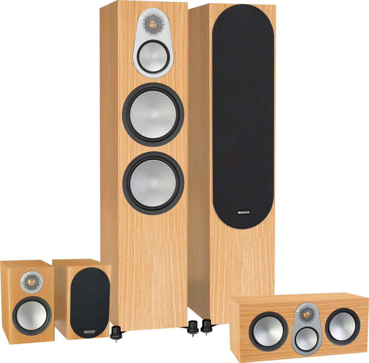 Packs d'enceintes grand spectacle Monitor Audio Silver 500 HC 5.0 Chêne naturel