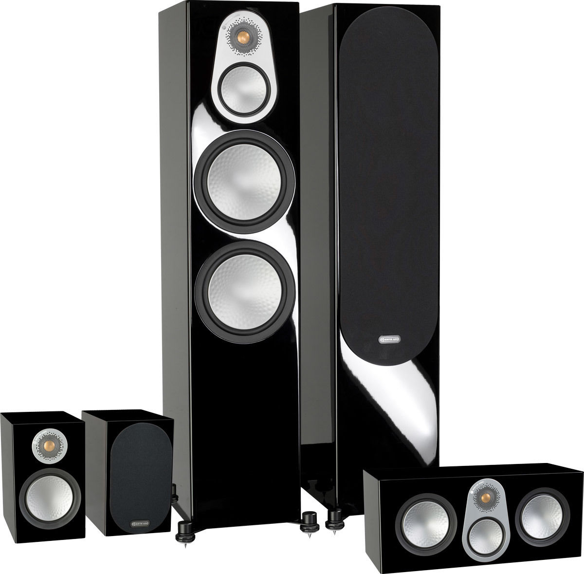 Packs d'enceintes grand spectacle Monitor Audio Silver 500 HC 5.0 Noir laqué