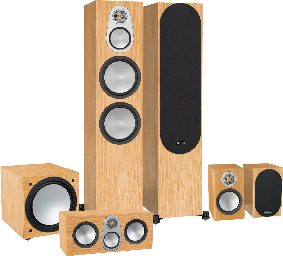Packs d'enceintes grand spectacle Monitor Audio Silver 500 HC 5.1 Chêne naturel