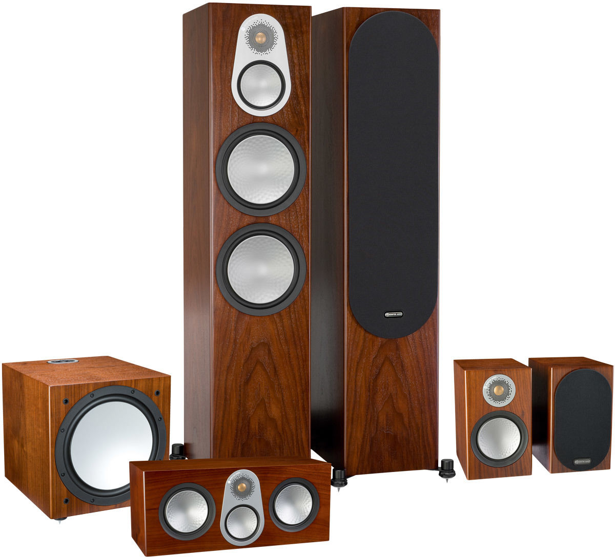 Packs d'enceintes grand spectacle Monitor Audio Silver 500 HC 5.1 Noyer