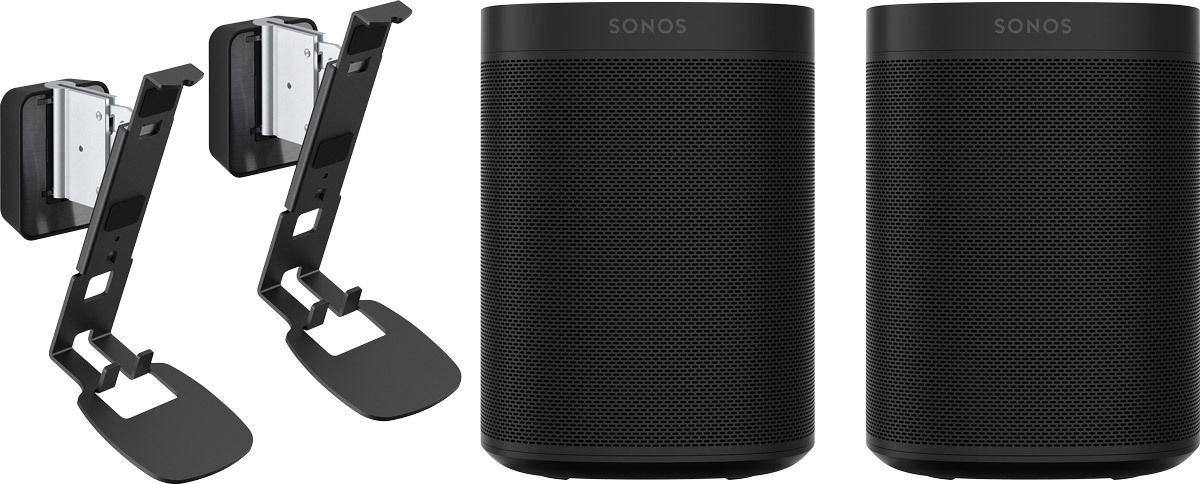 Enceintes multiroom Sonos One SL Noir (x2) + Sound 4201 V2