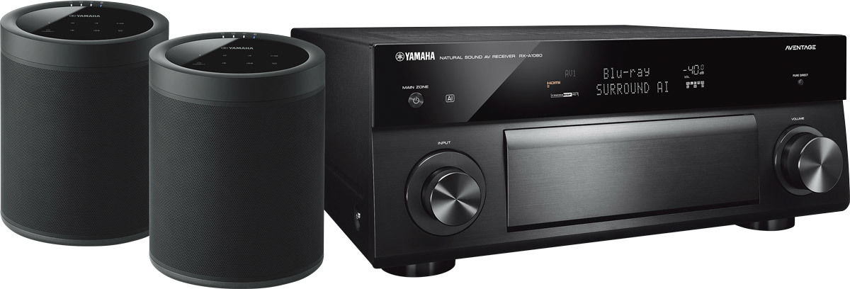 Amplis home-cinéma Yamaha MusicCast RX-A1080 Noir + paire de MusicCast 20 Noir