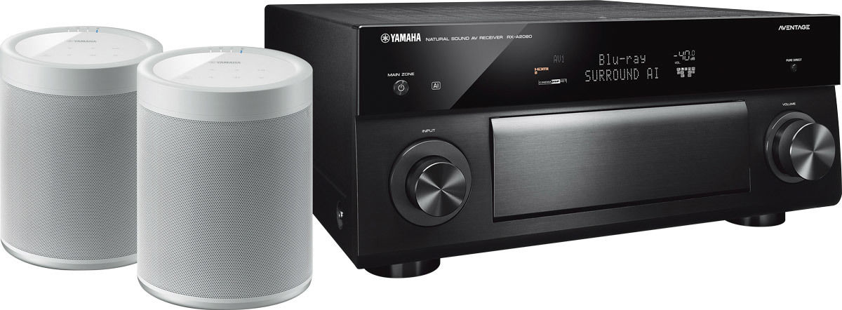 Amplis home-cinéma Yamaha MusicCast RX-A2080 Noir + paire de MusicCast 20 Blanc
