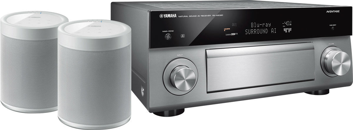Amplis home-cinéma Yamaha MusicCast RX-A2080 Titane + paire de MusicCast 20 Blanc