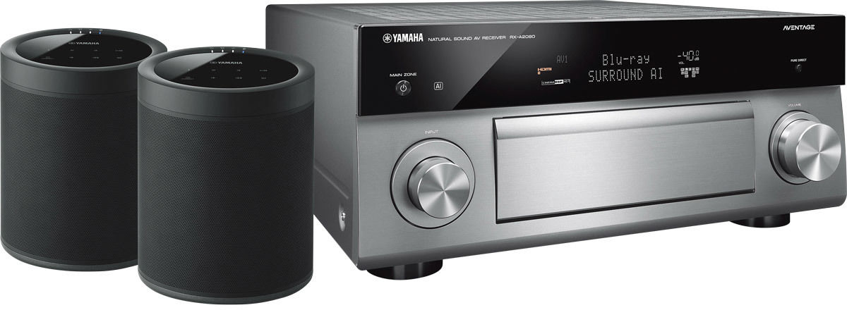 Amplis home-cinéma Yamaha MusicCast RX-A2080 Titane + paire de MusicCast 20 Noir