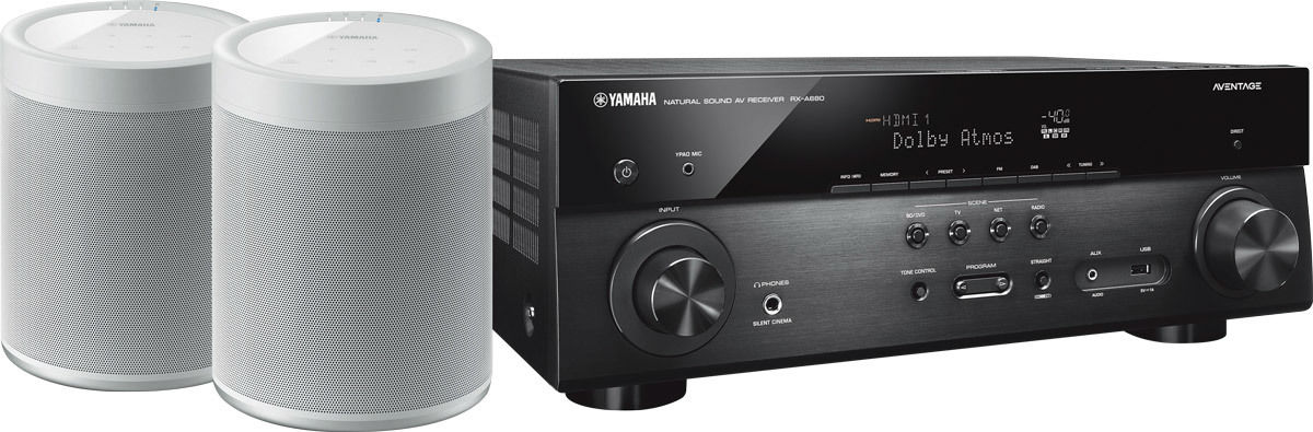 Amplis home-cinéma Yamaha MusicCast RX-A680 Noir + paire de MusicCast 20 Blanc