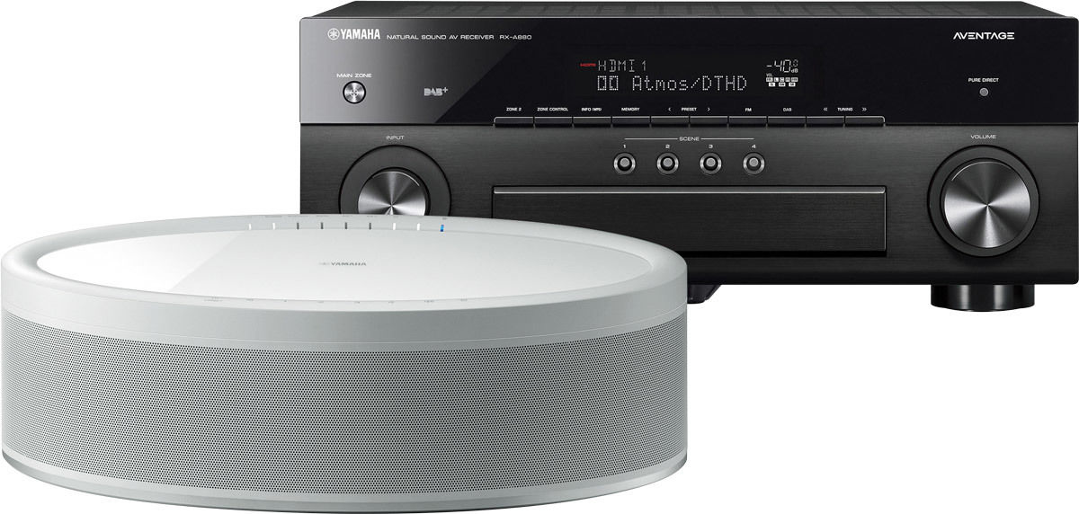 Amplis home-cinéma Yamaha MusicCast RX-A880 Noir + MusicCast 50 Blanc