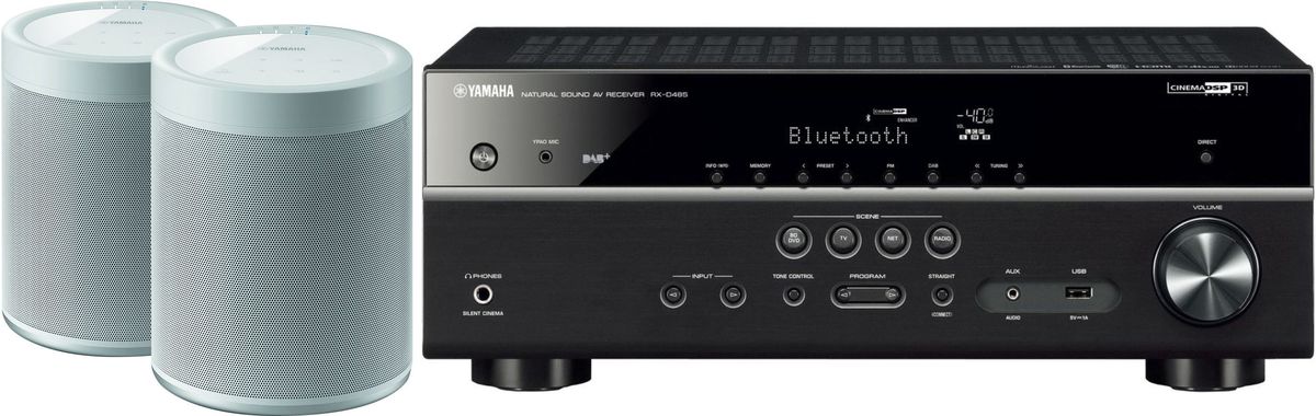 Amplis home-cinéma Yamaha MusicCast RX-D485 Noir + paire de MusicCast 20 Blanc