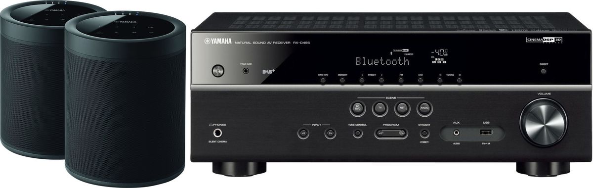 Amplis home-cinéma Yamaha MusicCast RX-D485 Noir + paire de MusicCast 20 Noir