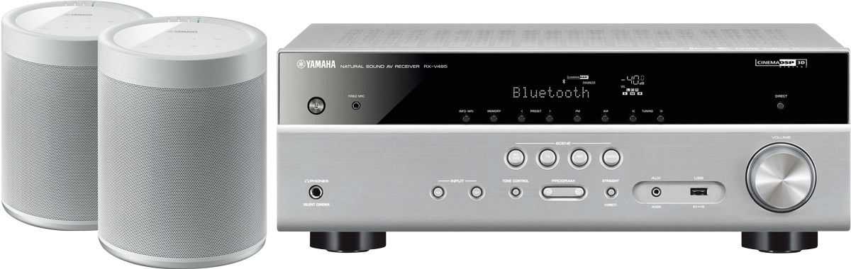 Amplis home-cinéma Yamaha MusicCast RX-D485 Titane + paire de MusicCast 20 Blanc