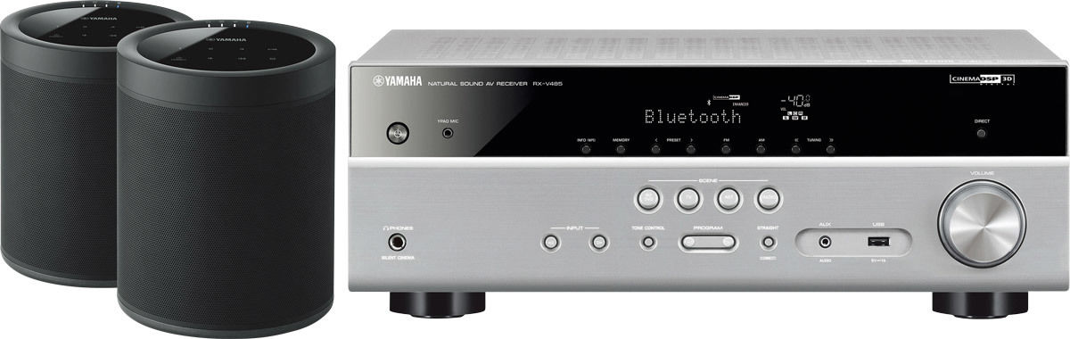 Amplis home-cinéma Yamaha MusicCast RX-D485 Titane + paire de MusicCast 20 Noir