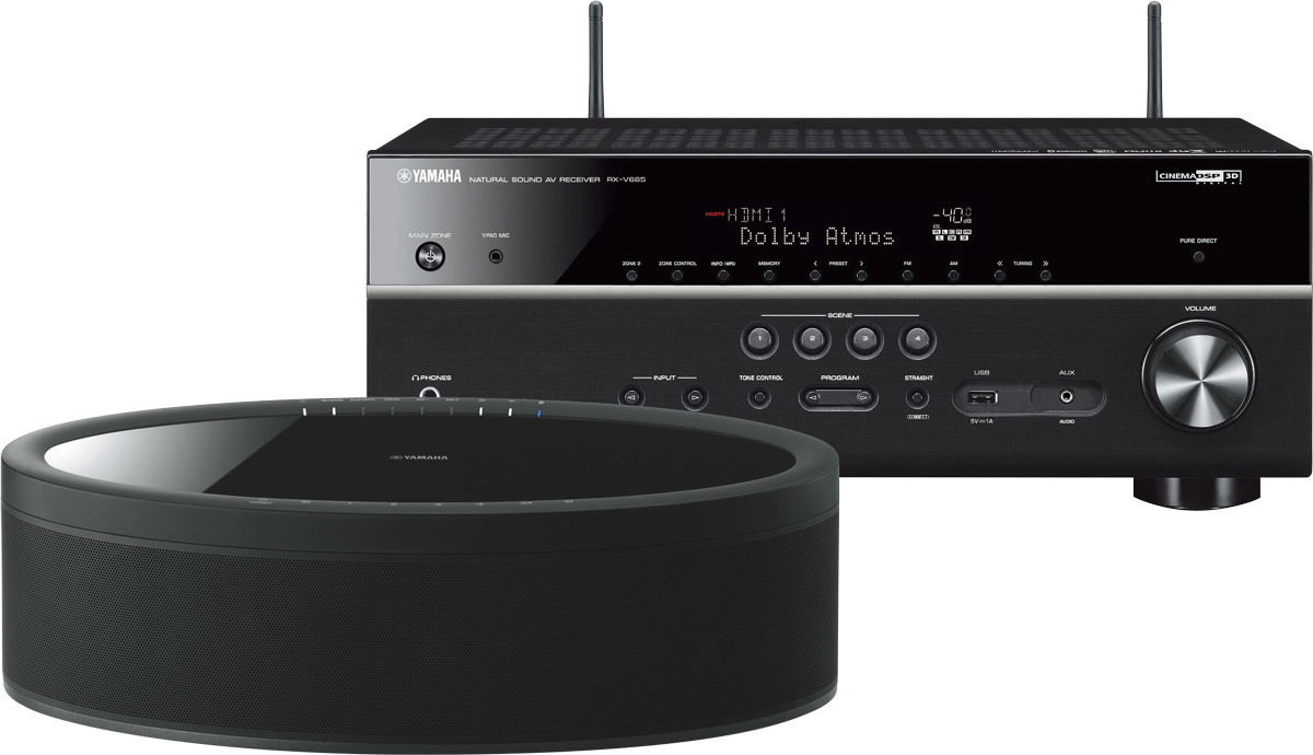 Amplis home-cinéma Yamaha MusicCast RX-V685 Noir + MusicCast 50 Noir