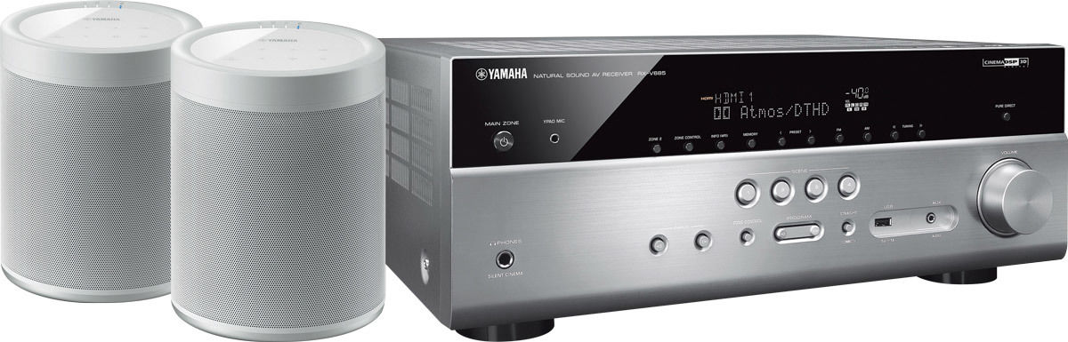 Amplis home-cinéma Yamaha MusicCast RX-V685 Titane + paire de MusicCast 20 Blanc