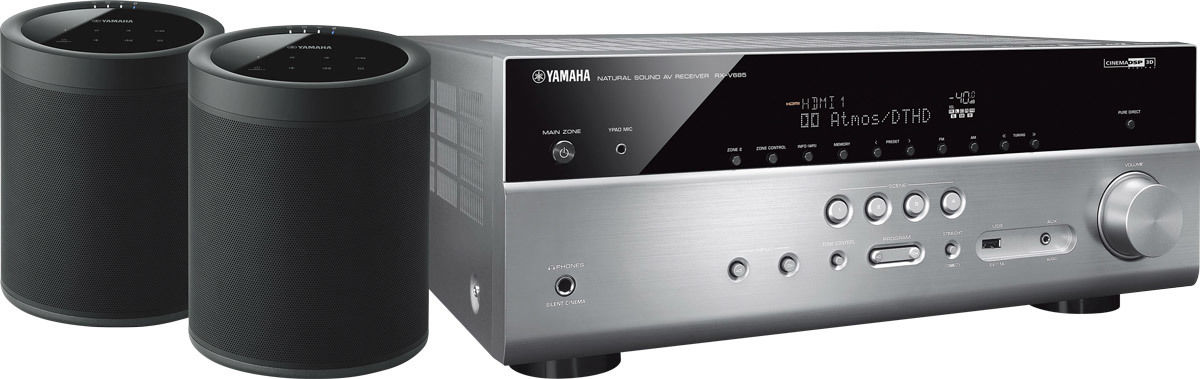 Amplis home-cinéma Yamaha MusicCast RX-V685 Titane + paire de MusicCast 20 Noir