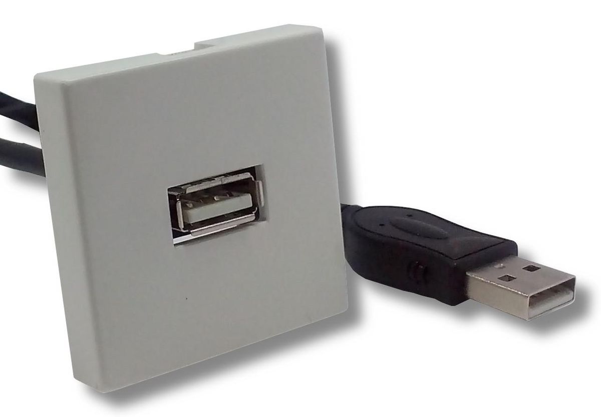 Prises murales SVD Pro Plastron USB femelle/mâle blanc