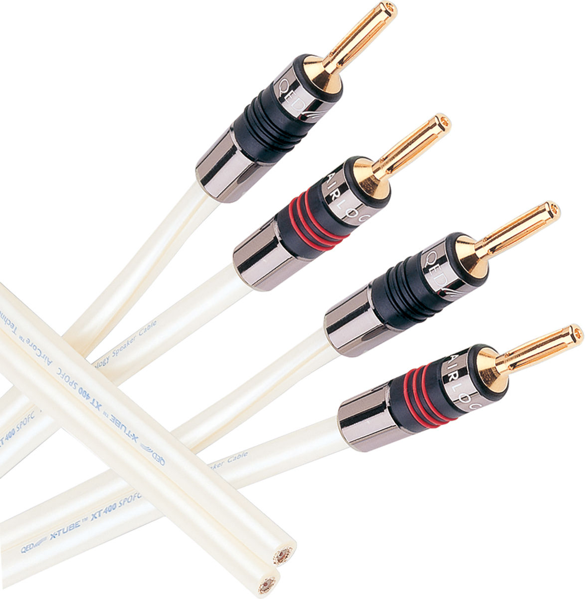Câbles Enceintes QED XT-400 2x4 Mètres - Avec Fiches Bananes Airloc Metal Forte - Neufs