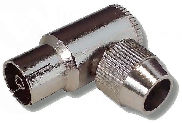 Adaptateurs vidéo SVD Pro Coaxial femelle coudé métal 9,5 mm à visser