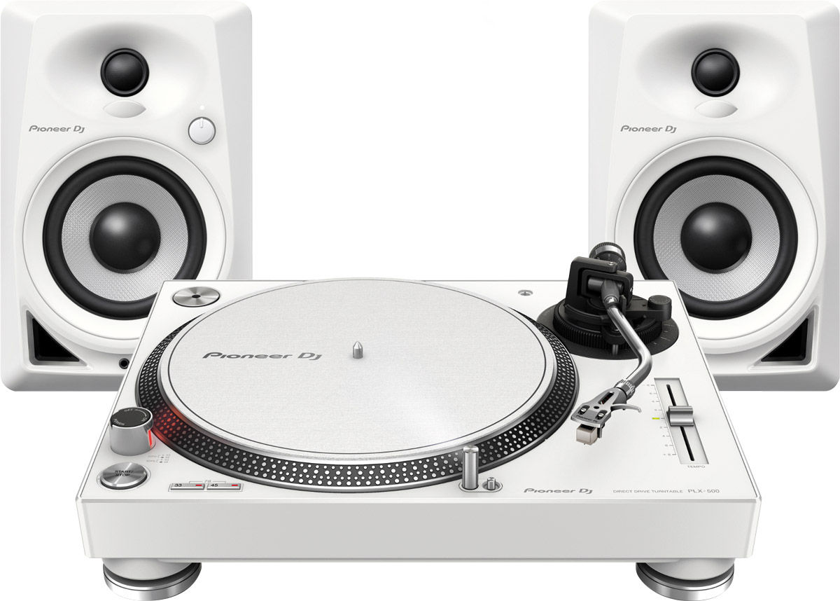 Chaînes vinyle Pioneer DJ PLX-500 + DM-40 Blanc