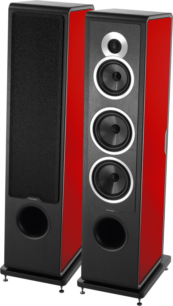 Enceintes colonne Sonus Faber Chameleon T flancs rouges