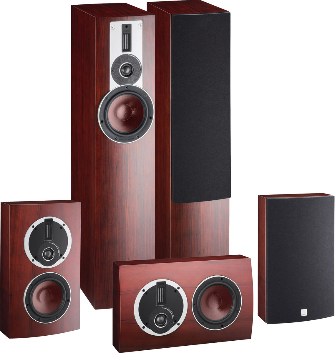 Packs d'enceintes grand spectacle Dali Rubicon 5 Cinema Merisier rouge