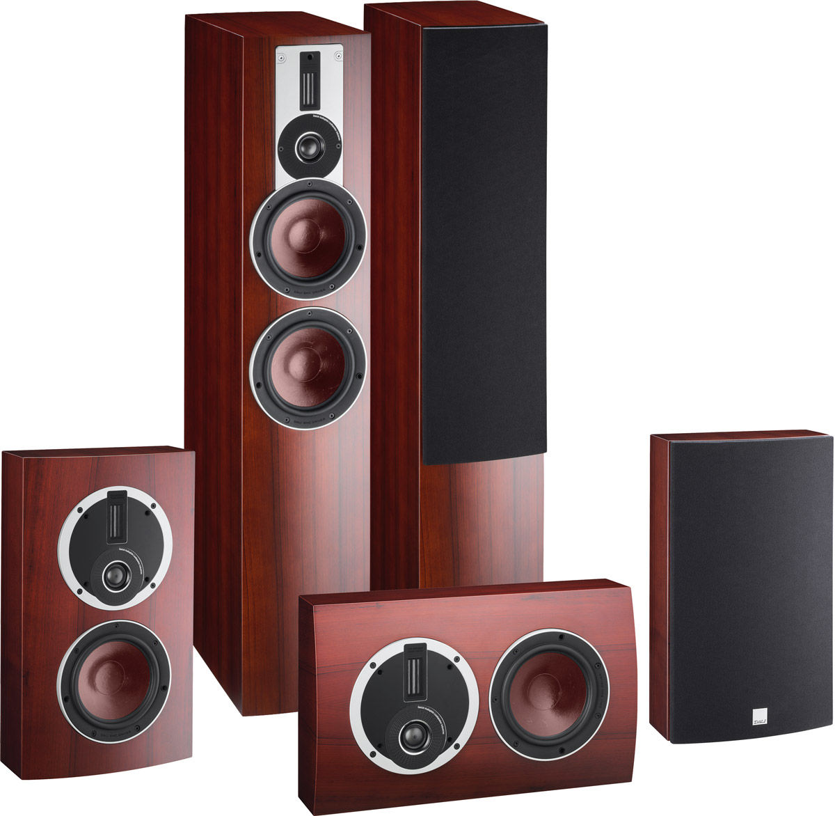 Packs d'enceintes grand spectacle Dali Rubicon 6 Cinema Merisier rouge