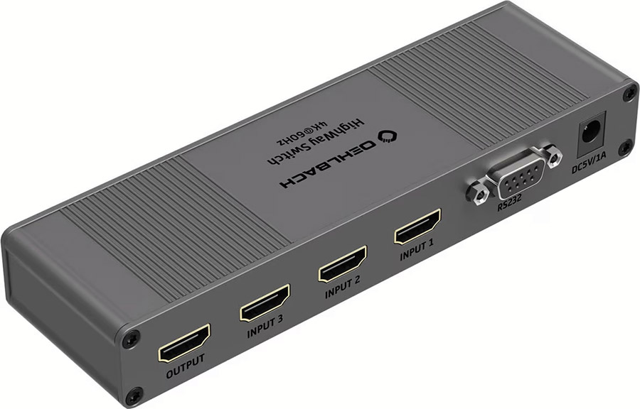 Oehlbach HighWay Switch 4K Vue arrière du commutateur HDMI Oehlbach HighWay Switch 4K