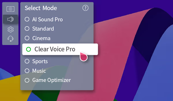 Menu TV LG Mode Clear Voice Menu TV LG Mode Clear Voice
